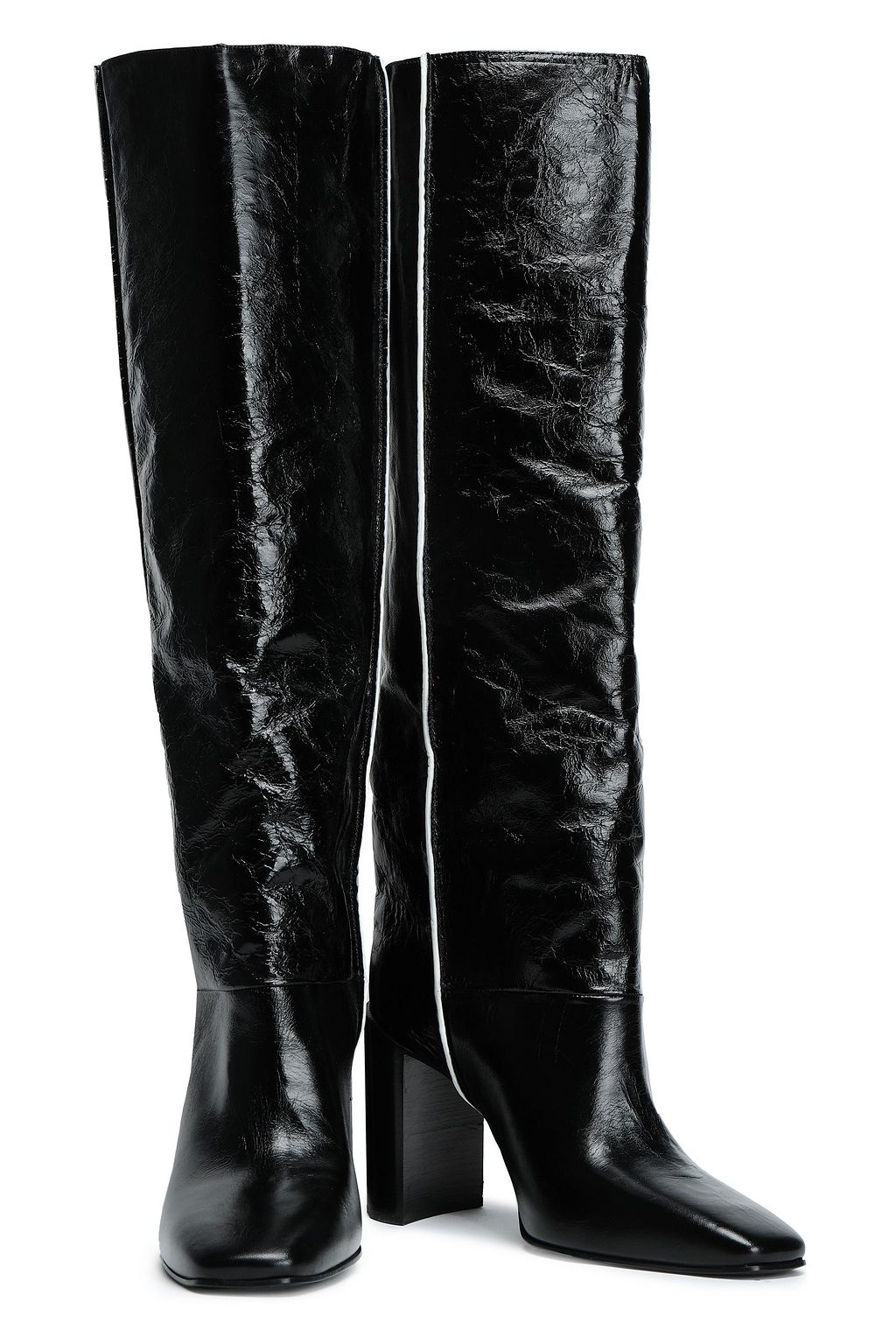 RAG & BONE Crinkled-leather knee boots