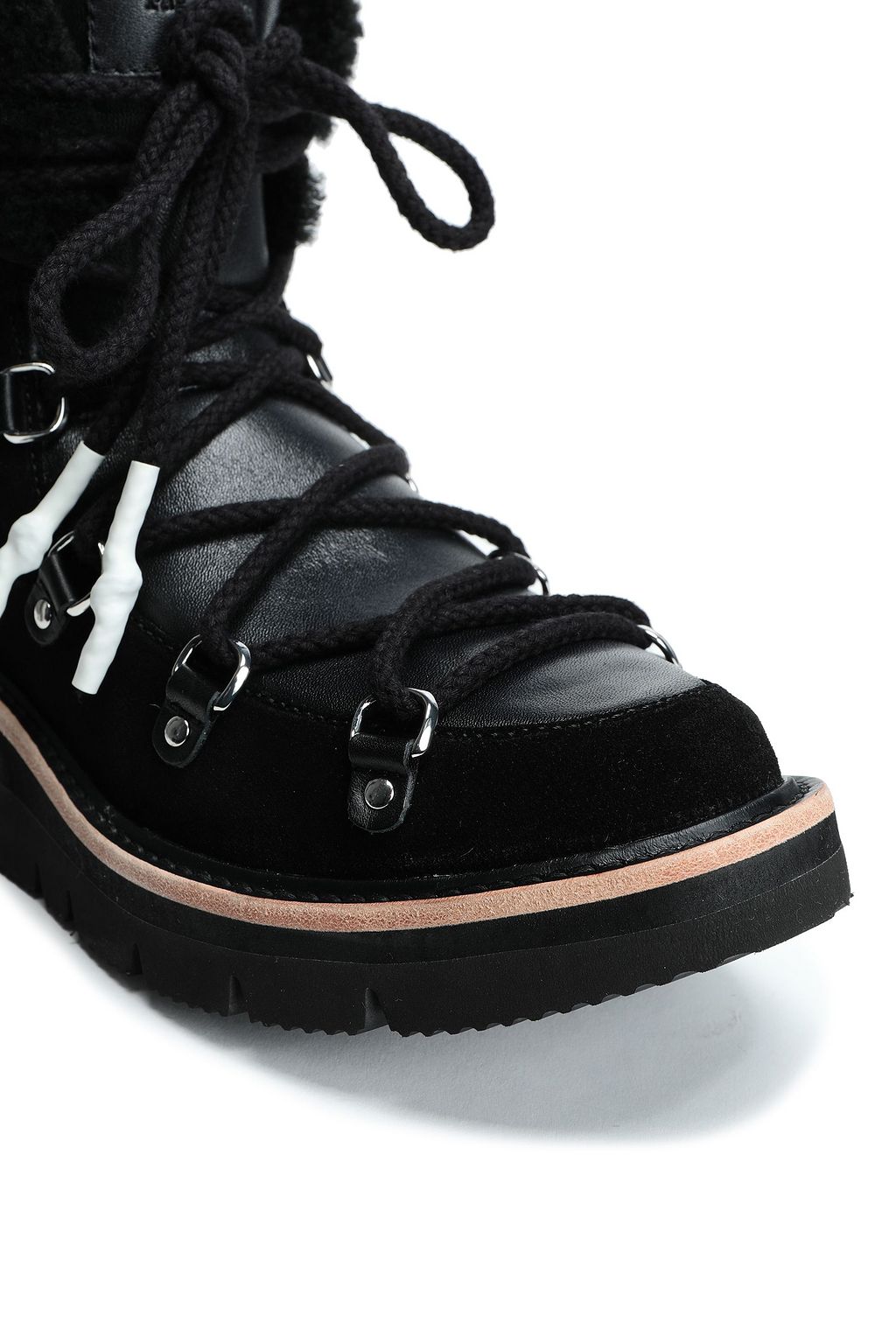 RAG & BONE Shearling-trimmed leather and suede ankle boots