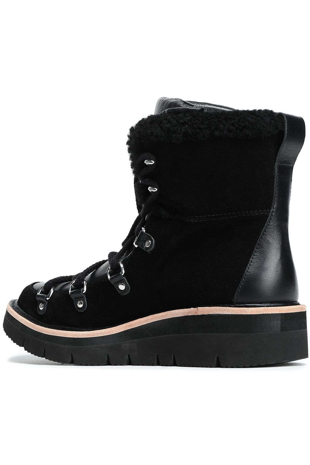 RAG & BONE Shearling-trimmed leather and suede ankle boots