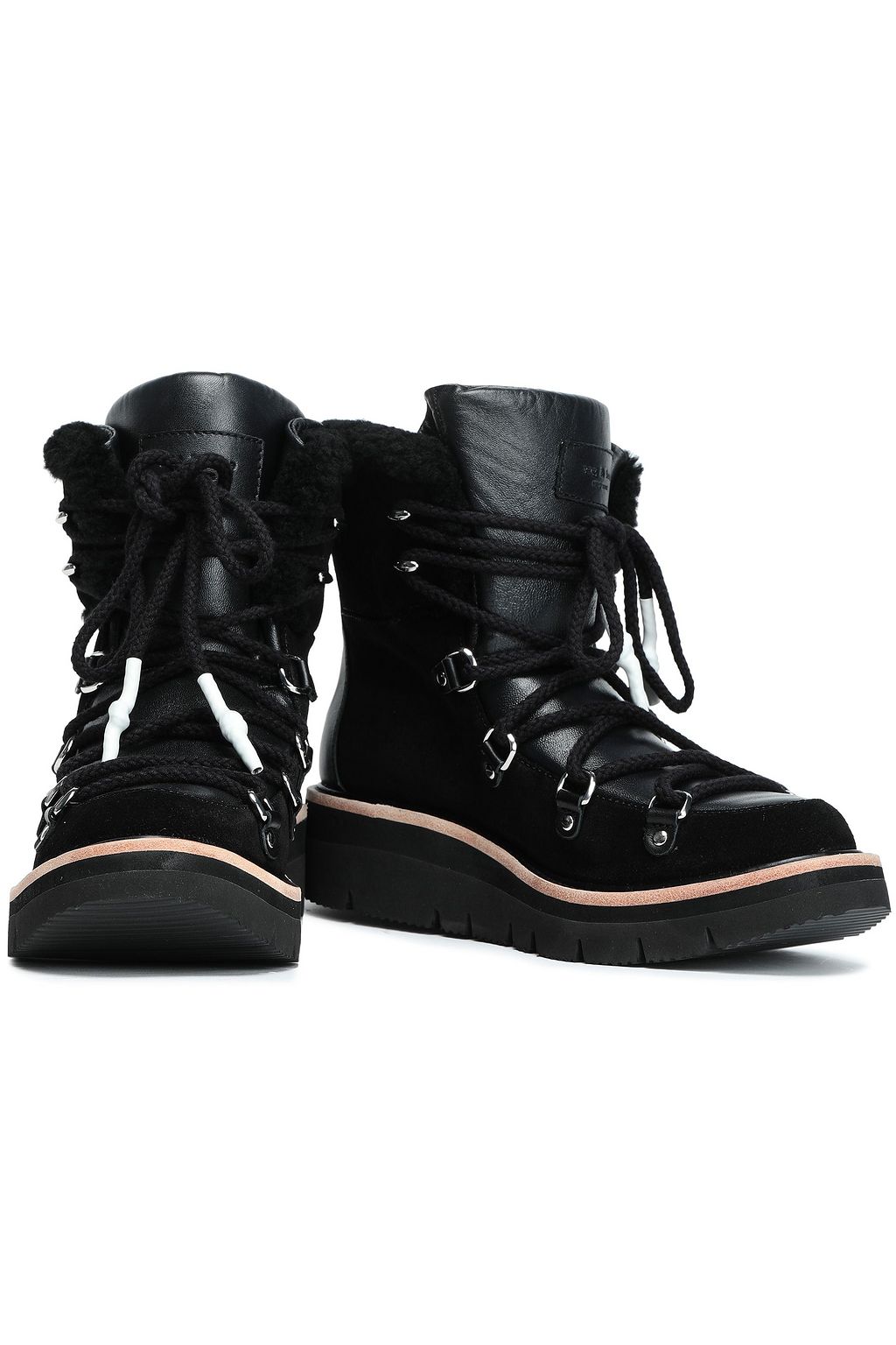 RAG & BONE Shearling-trimmed leather and suede ankle boots