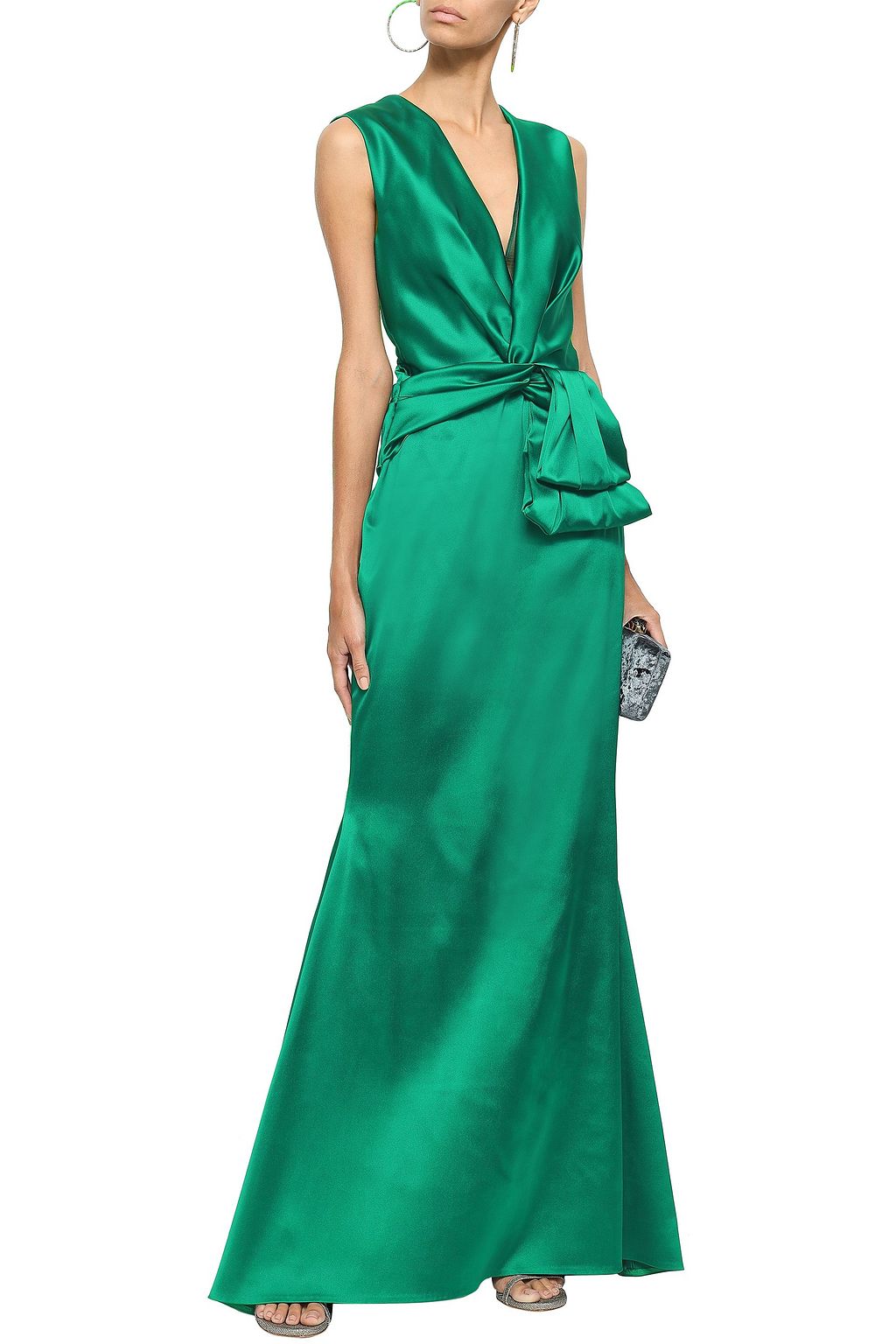 draped satin gown