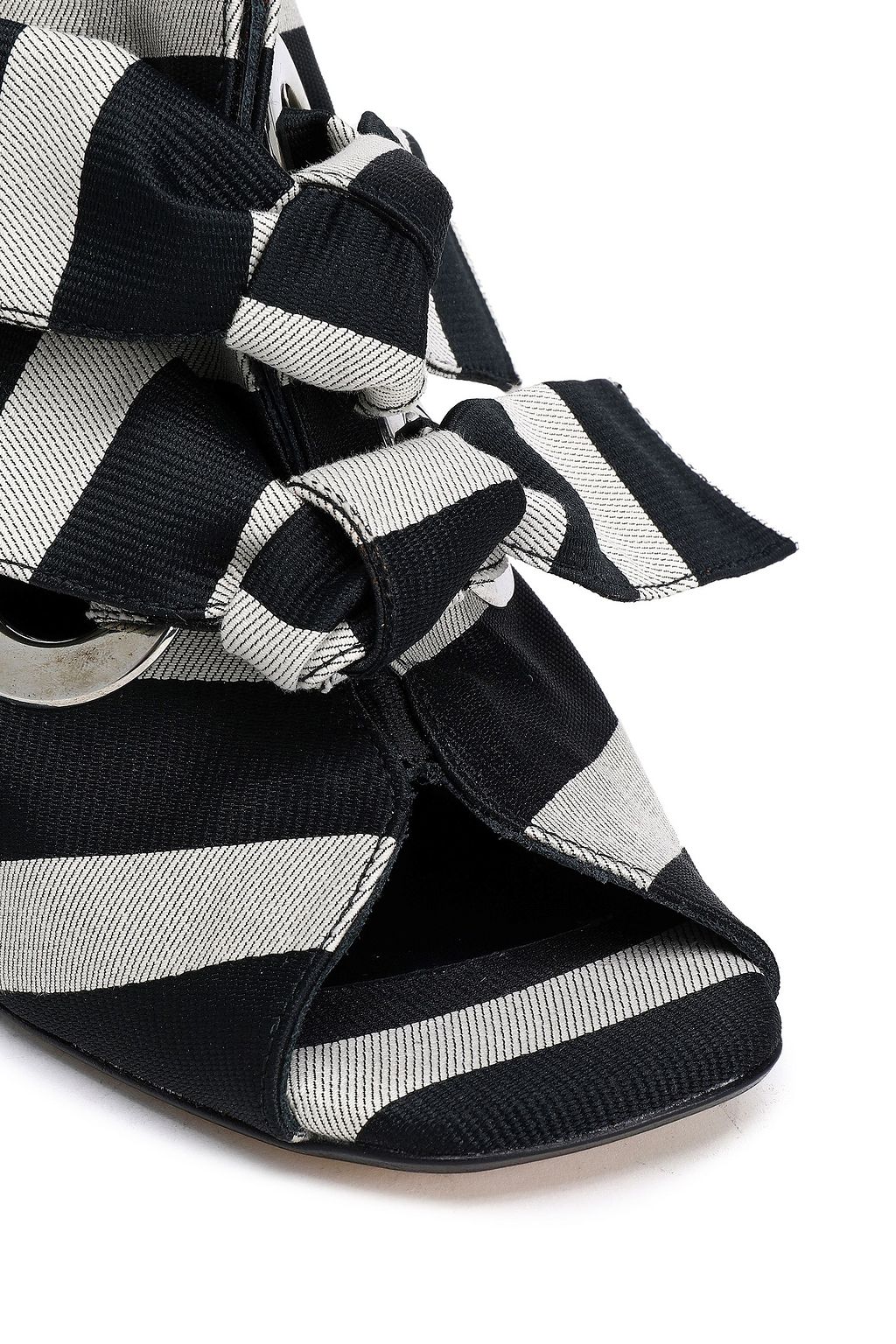 MIISTA Aldara leather-trimmed knotted gingham canvas sandals