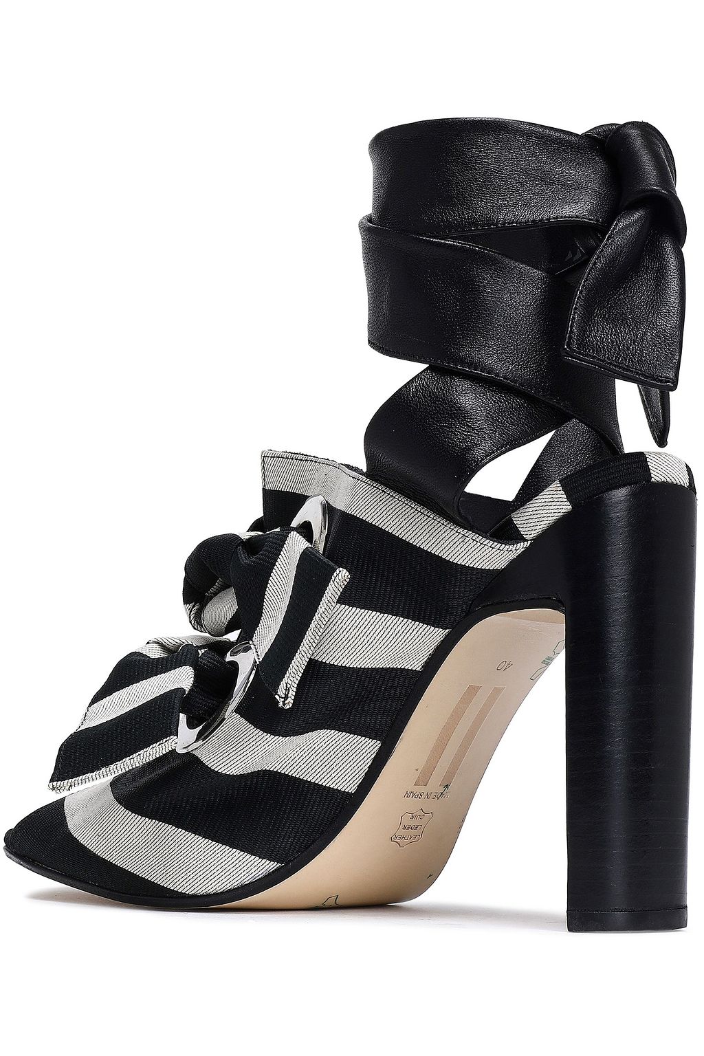MIISTA Aldara leather-trimmed knotted gingham canvas sandals