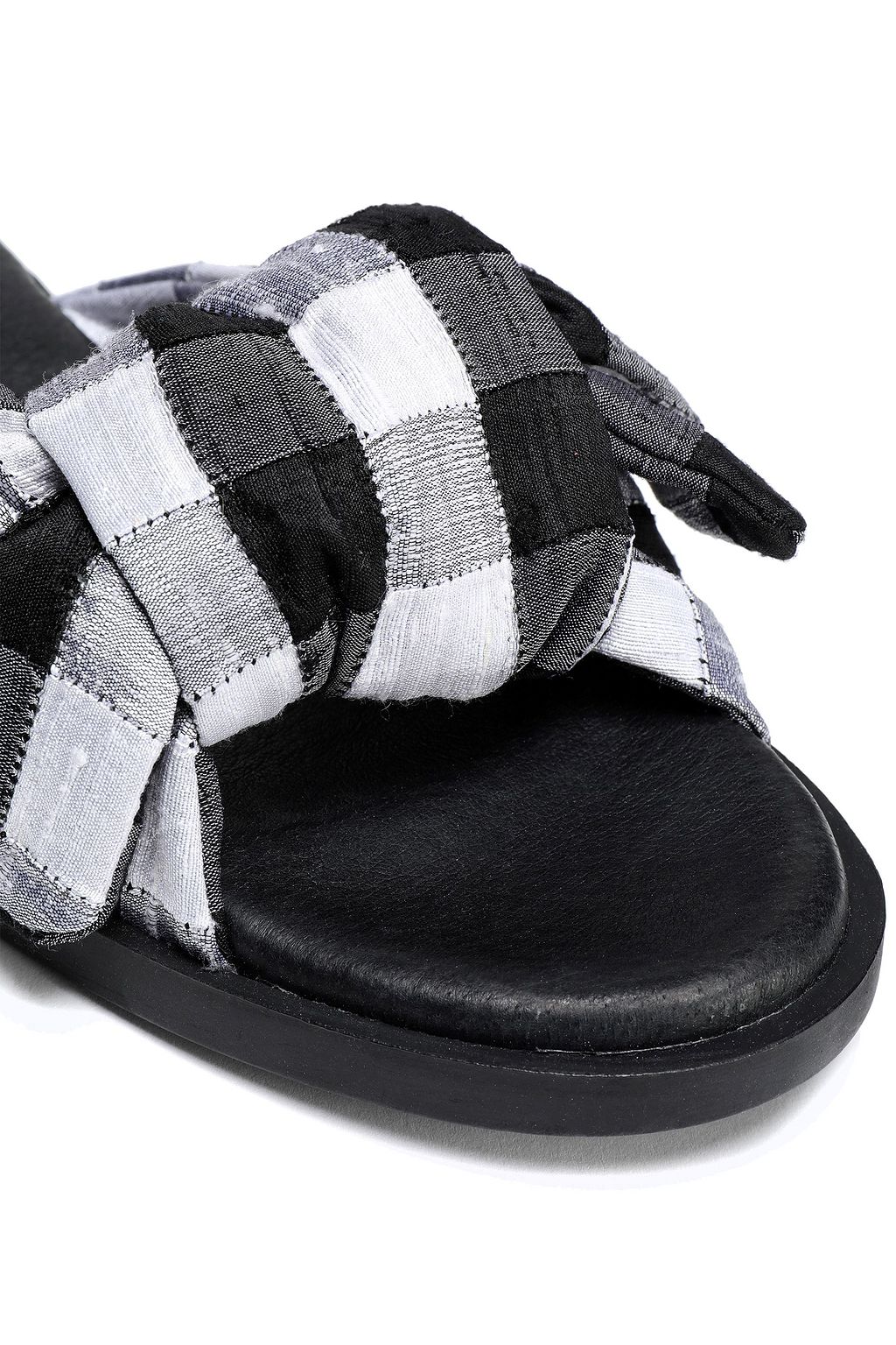 MIISTA Valerie bow-embellished printed canvas slides