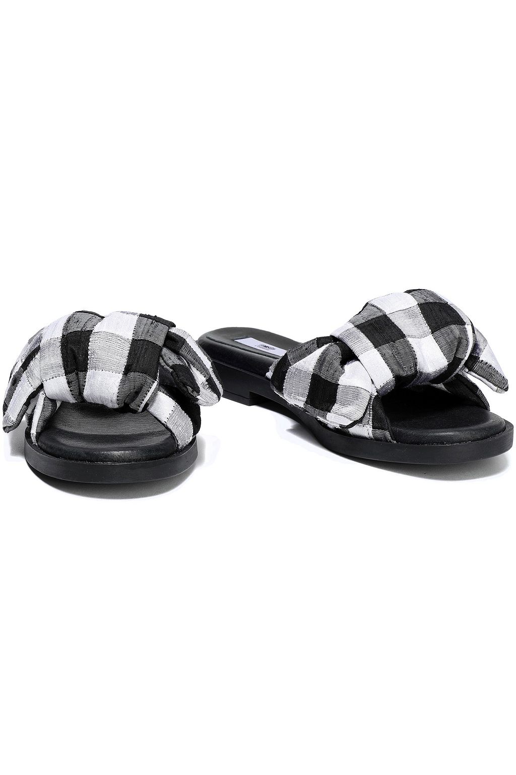 MIISTA Valerie bow-embellished printed canvas slides