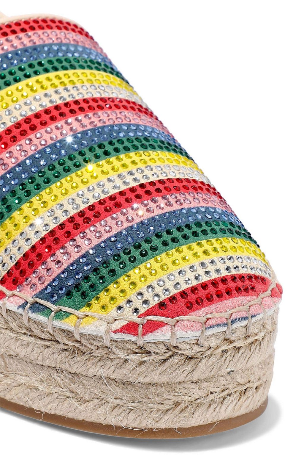 ALICE + OLIVIA Dalyn crystal-embellished striped suede platform espadrilles