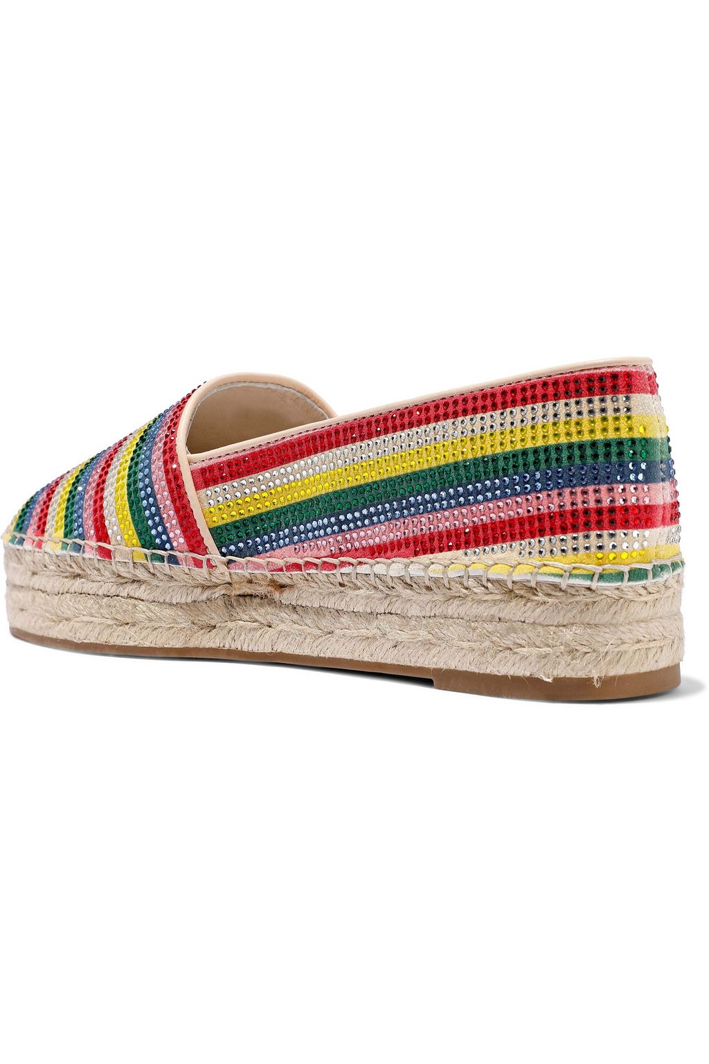 ALICE + OLIVIA Dalyn crystal-embellished striped suede platform espadrilles