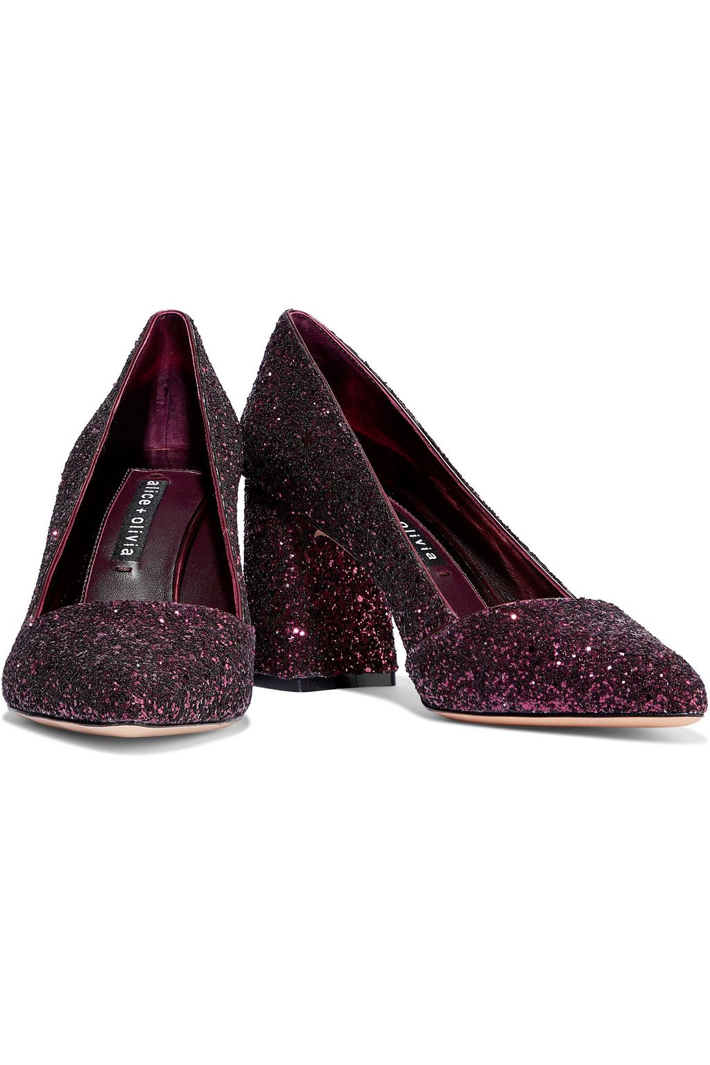 ALICE + OLIVIA Demetra glittered woven pumps