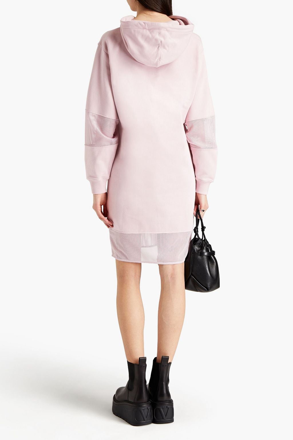 KENZO Mesh-paneled printed French cotton-terry hooded mini dress