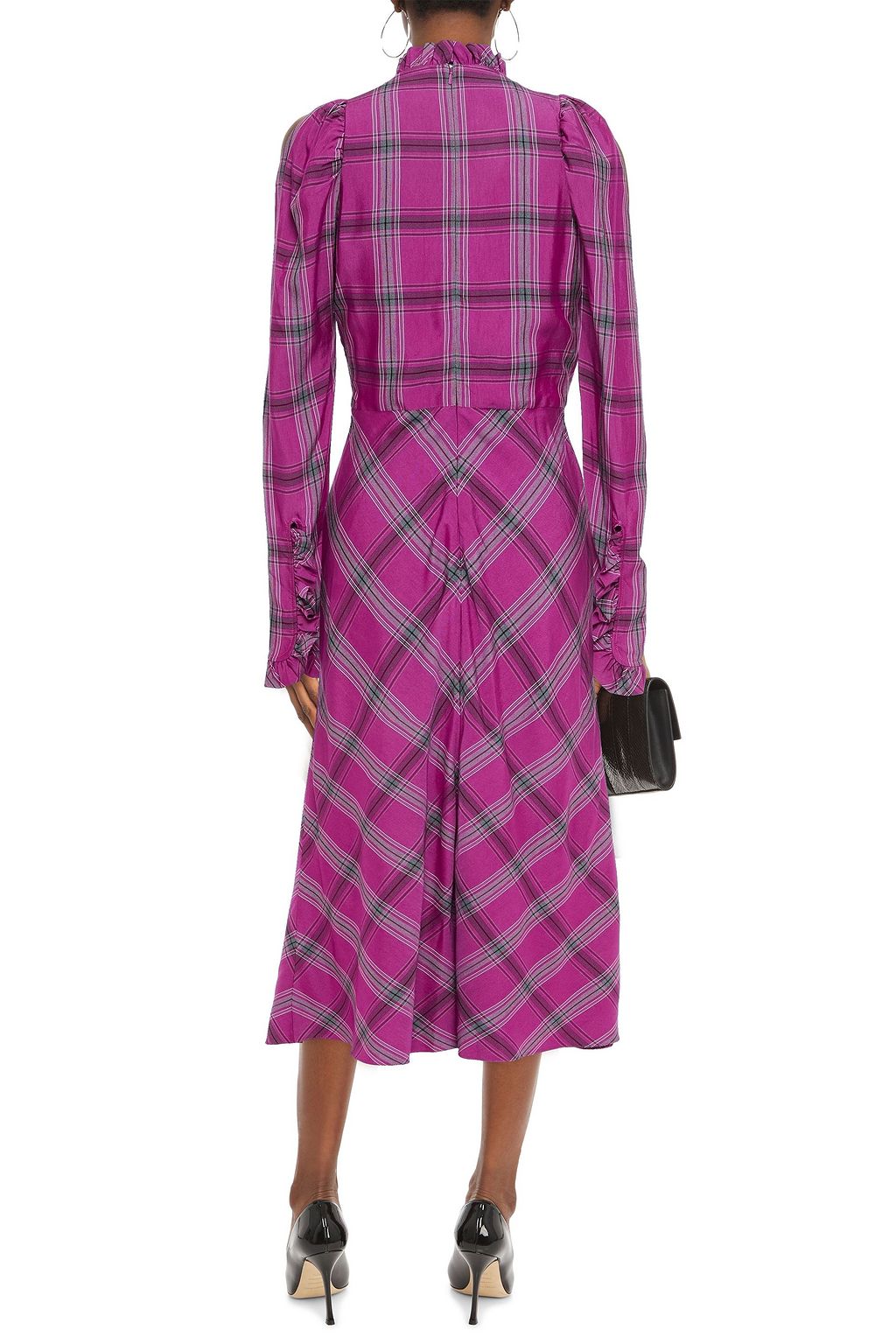 TEMPERLEY LONDON Gathered checked twill midi dress