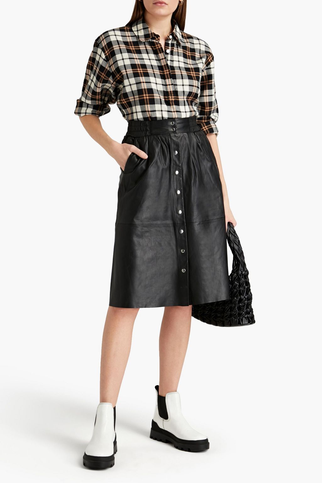 BA&SH Pheebe gathered leather skirt