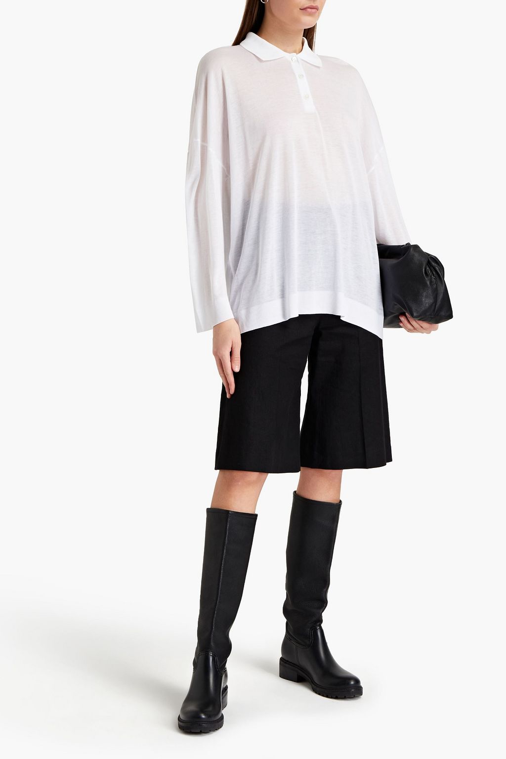 TOTEME Lyocell and cotton-blend jersey polo shirt
