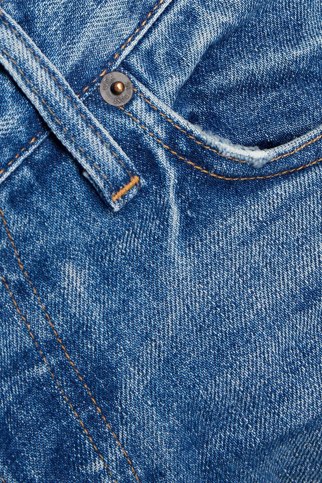 RE/DONE Slim-fit logo-appliquéd faded denim jeans