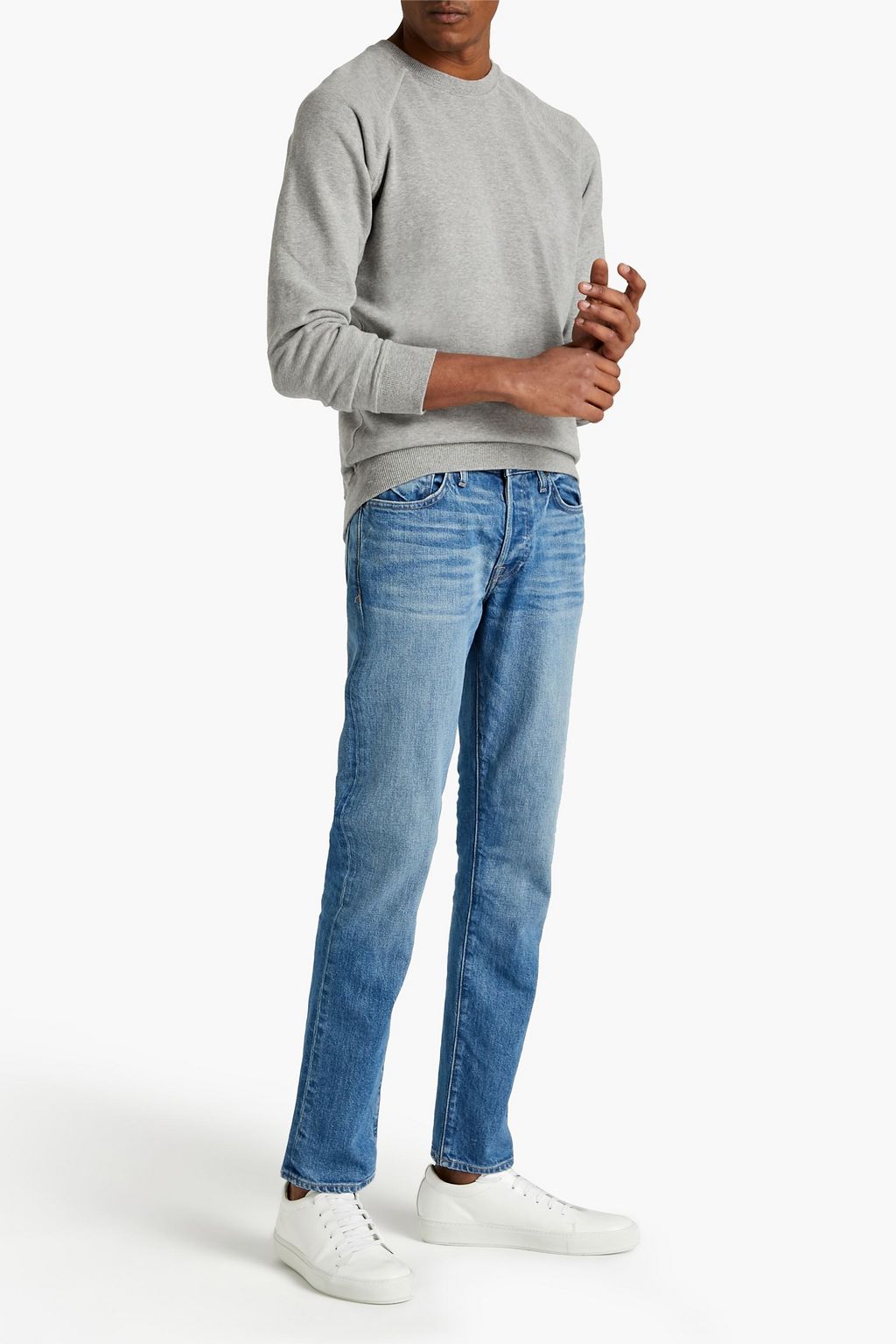 RE/DONE Slim-fit logo-appliquéd faded denim jeans