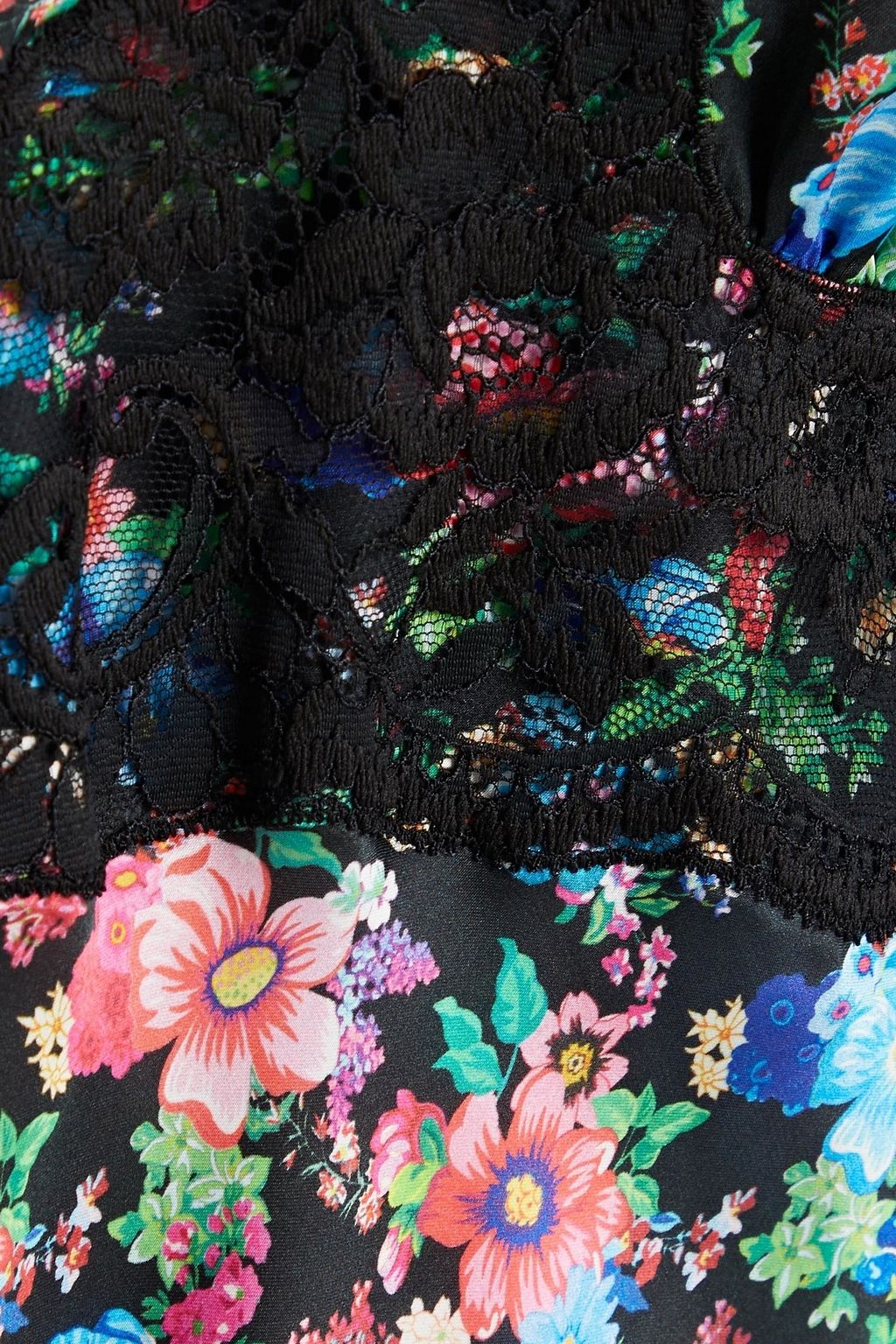 RABANNE Lace-trimmed floral-print satin camisole