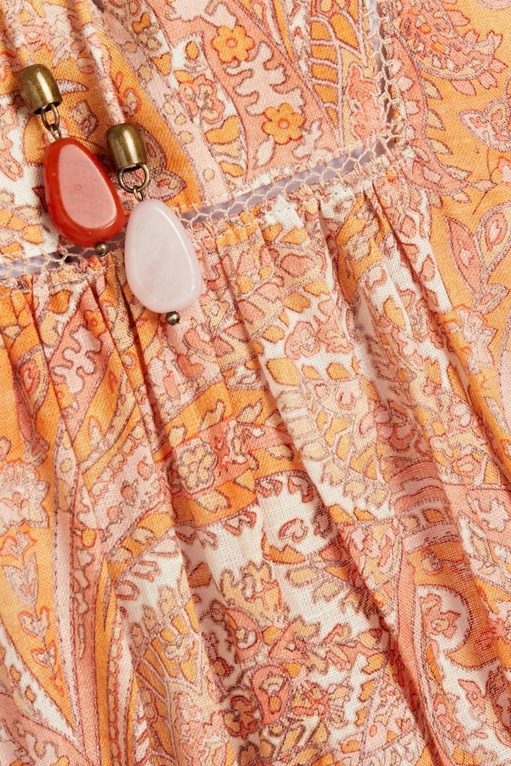 ZIMMERMANN Shirred printed linen-canvas midi dress