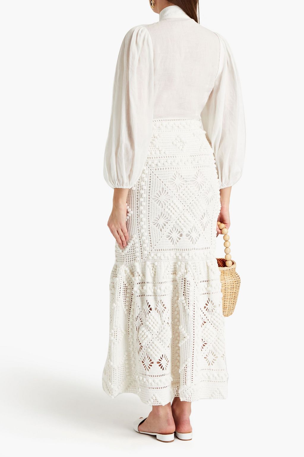 ZIMMERMANN Gathered crocheted cotton  maxi skirt