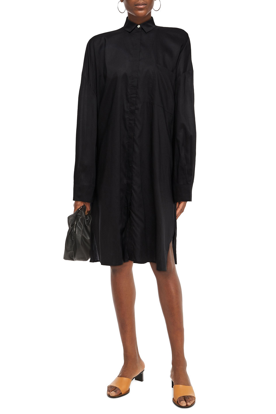 Totême Pina Lyocell And Cotton-blend Poplin Shirt Dress In Black