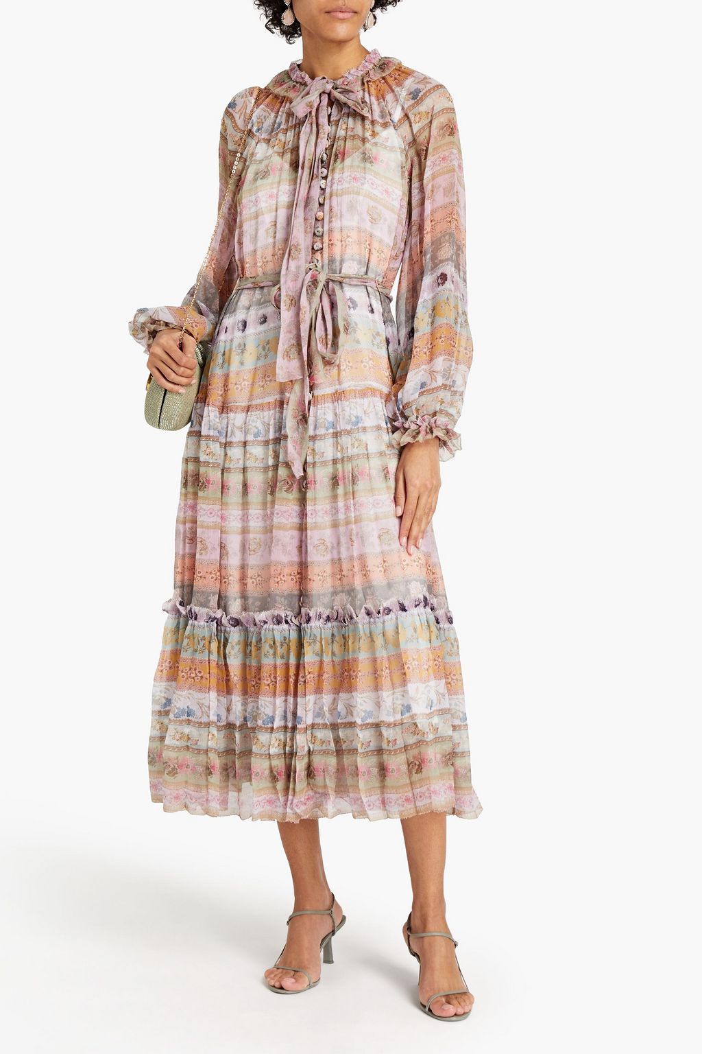 ZIMMERMANN Pussy-bow floral-print silk-georgette midi dress