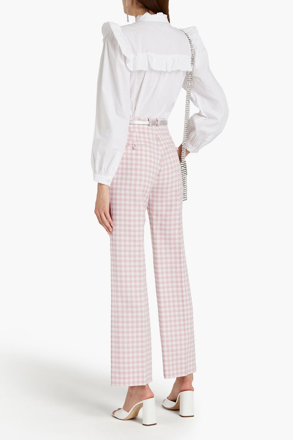 RABANNE Gingham wool straight-leg pants