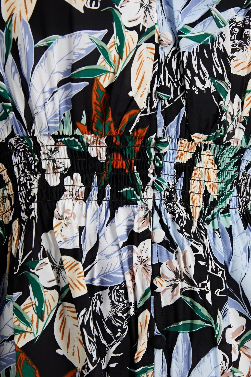 MAJE Bluse aus Crêpe de Chine mit floralem Print und Raffung