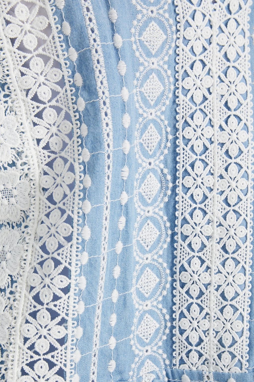MAJE Gathered broderie anglaise cotton blouse