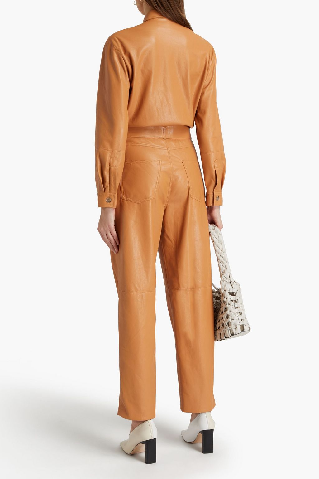 NANUSHKA Belted vegan leather jumpsuit