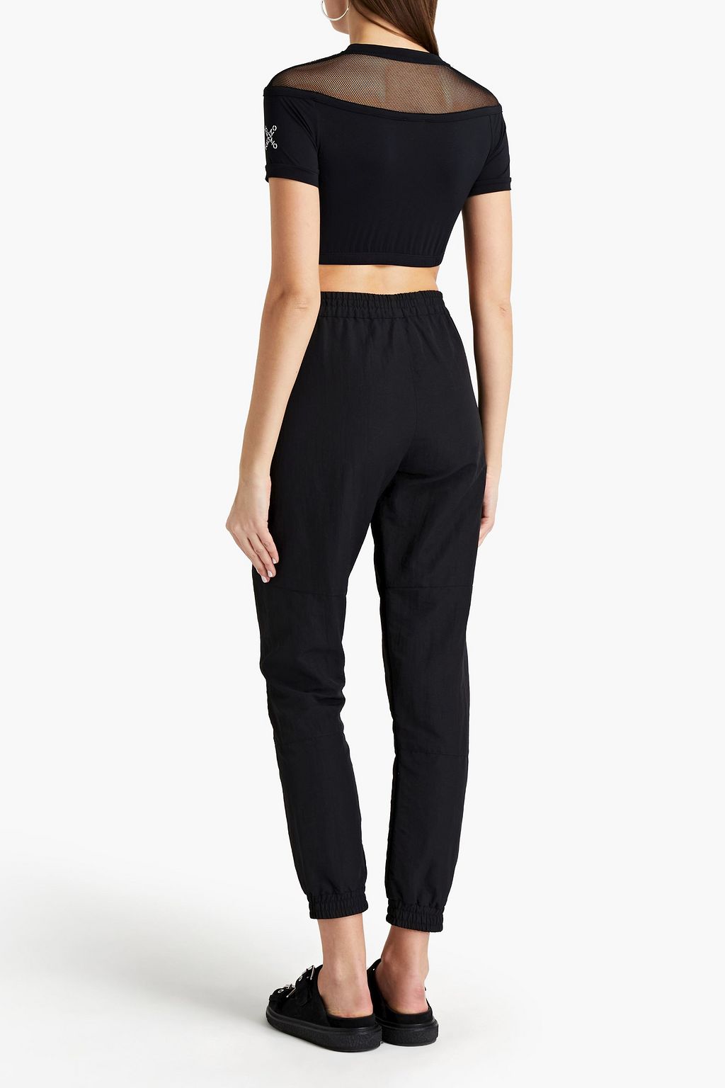 KENZO Mesh-paneled cropped stretch-jersey top