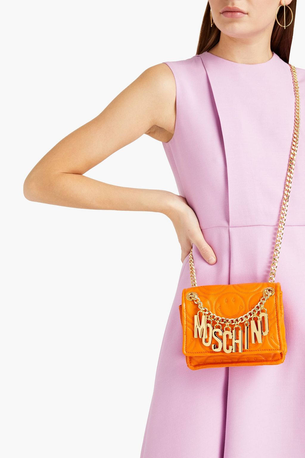 MOSCHINO Embellished quilted leather shoulder bag