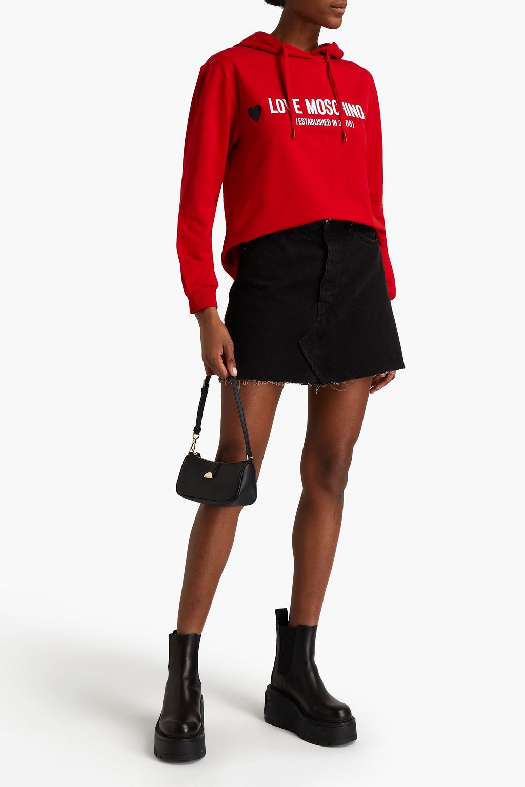 LOVE MOSCHINO Printed cotton-blend hoodie