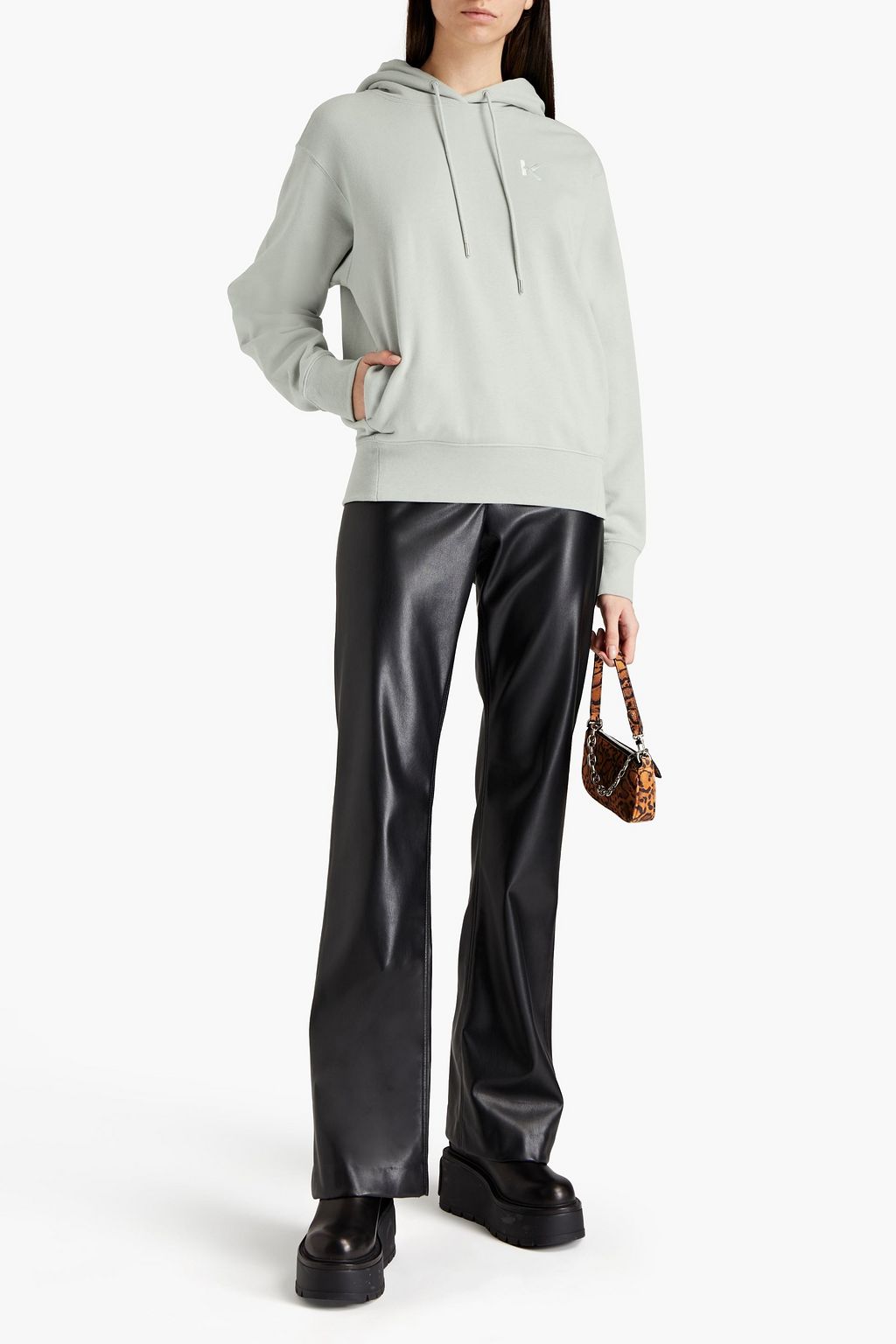 KENZO Embroidered cotton-fleece hoodie