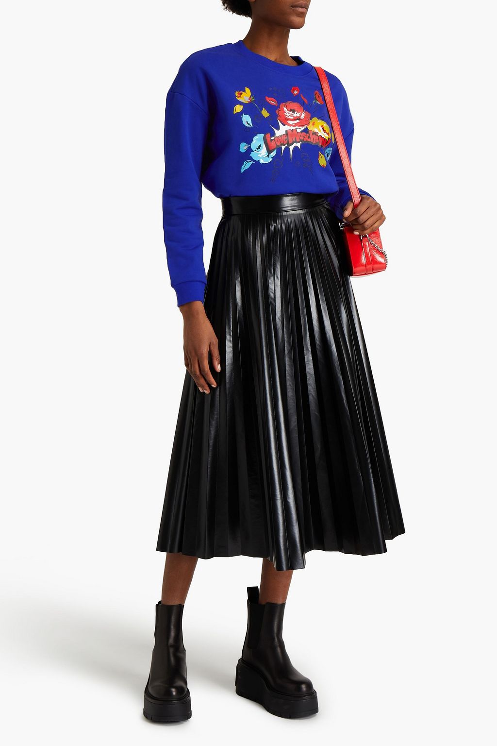 LOVE MOSCHINO Printed French cotton-terry sweatshirt