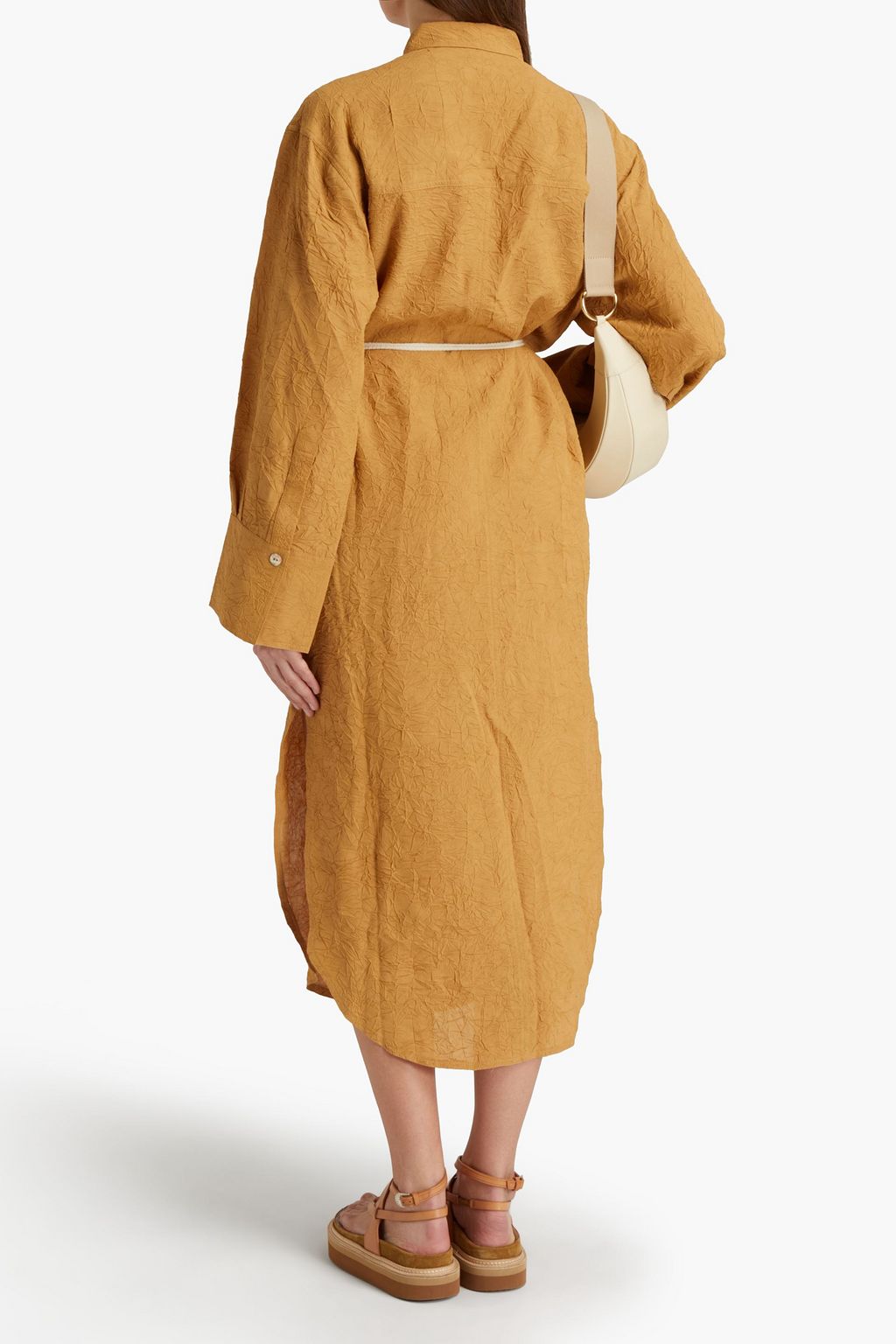 NANUSHKA Crinkled crepe midi shirt dress