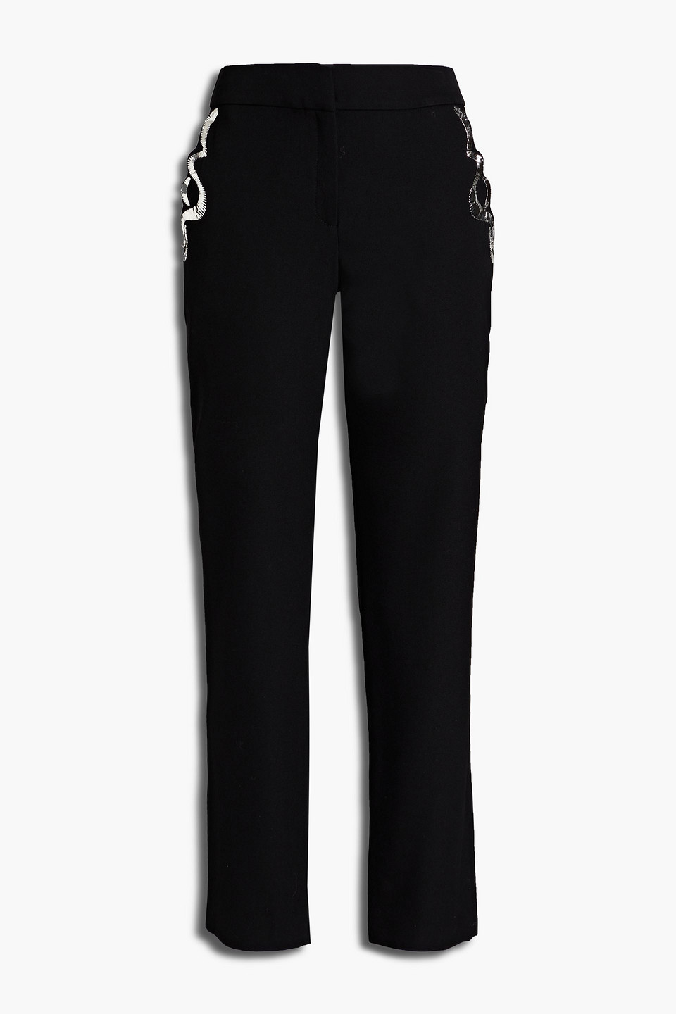 rabanne - embellished wool-crepe straight-leg pants - black - fr 36