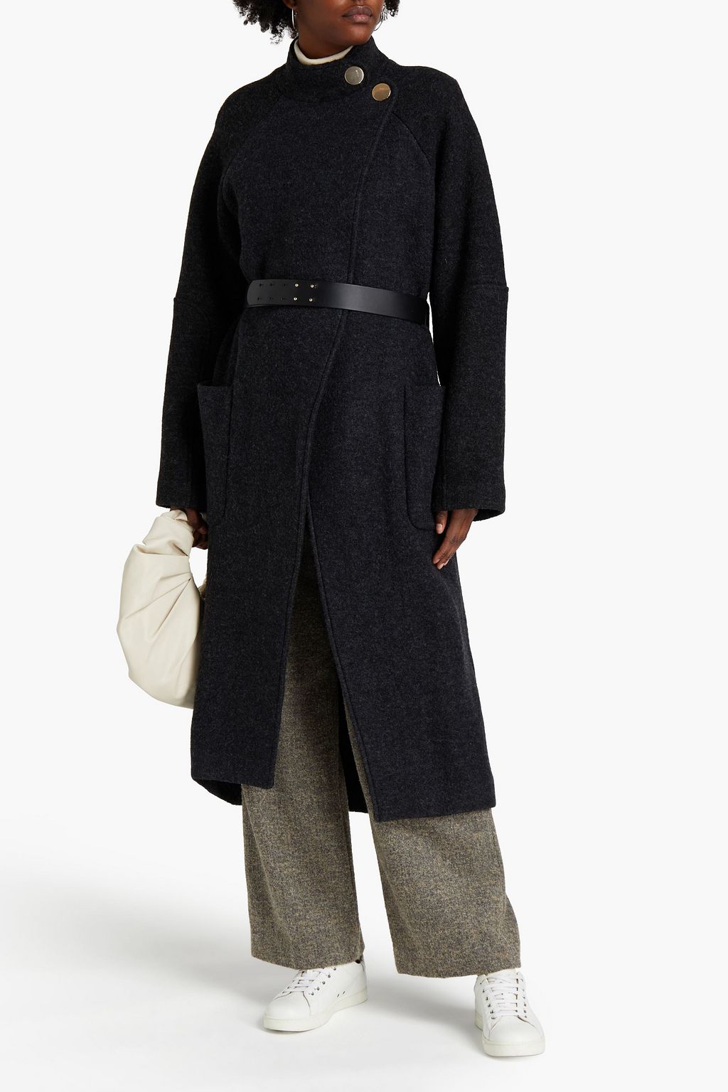 BA&SH Come belted mélange wool-felt coat