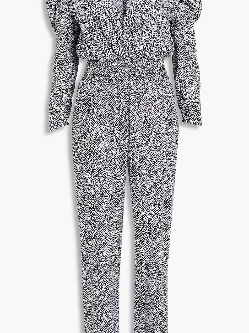 wrap-effect printed cupro-twill jumpsuit