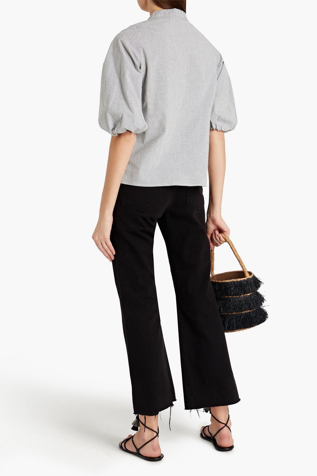 MAJE Striped organic cotton-blend broadcloth top
