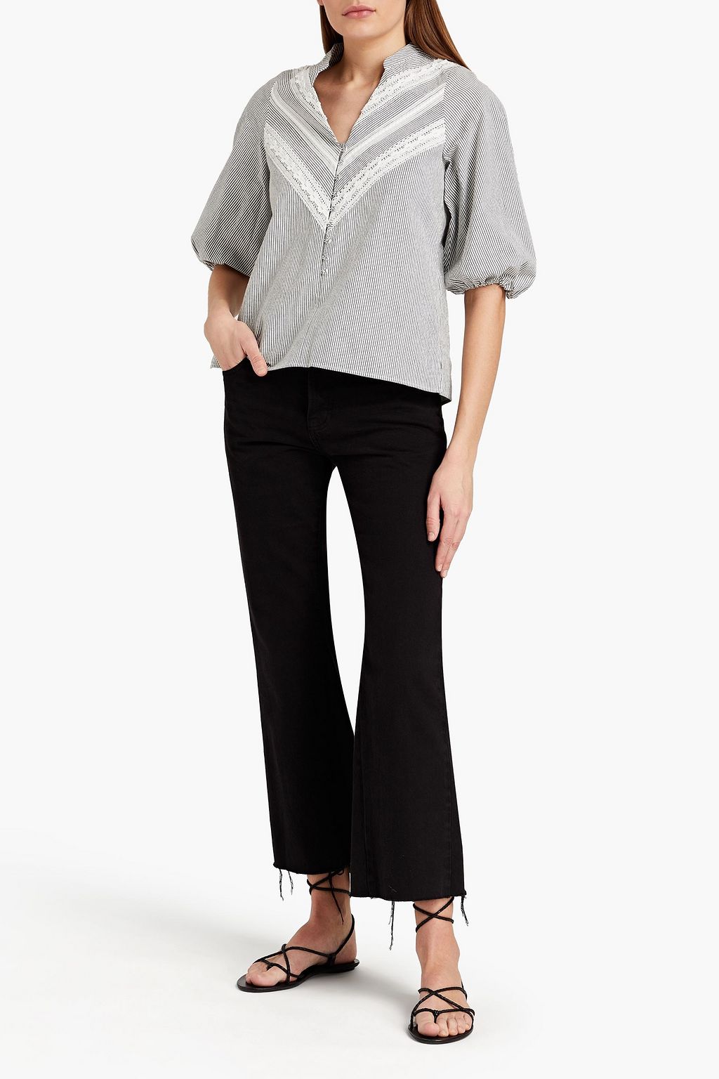 MAJE Striped organic cotton-blend broadcloth top