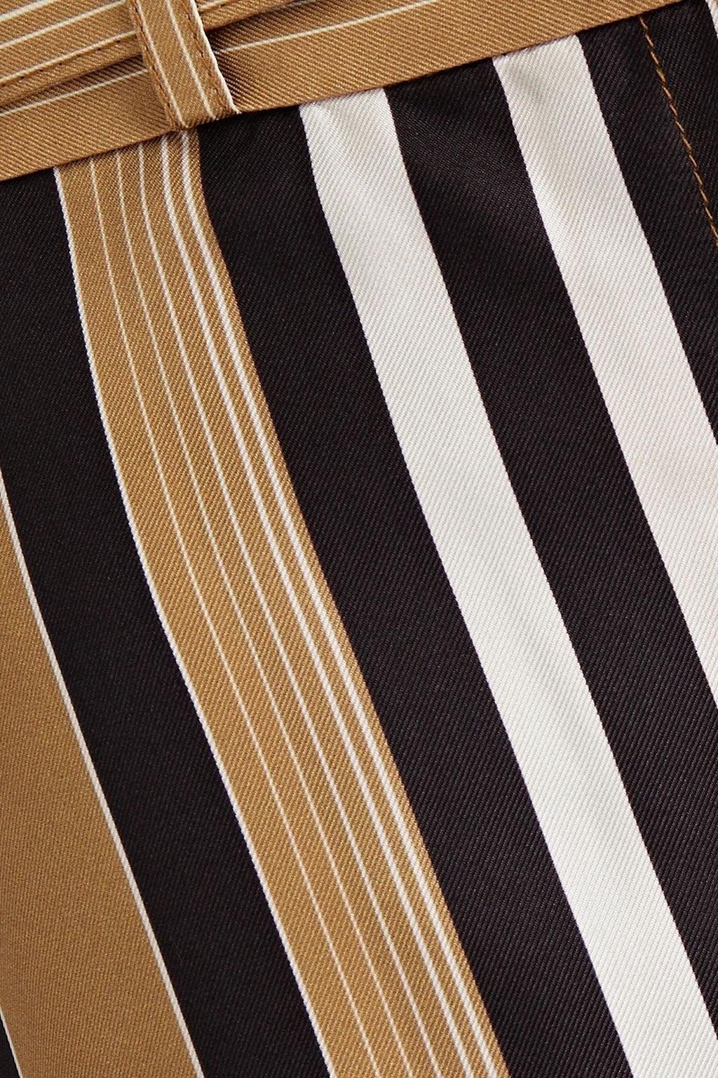 ZIMMERMANN Belted striped satin-twill wide-leg pants