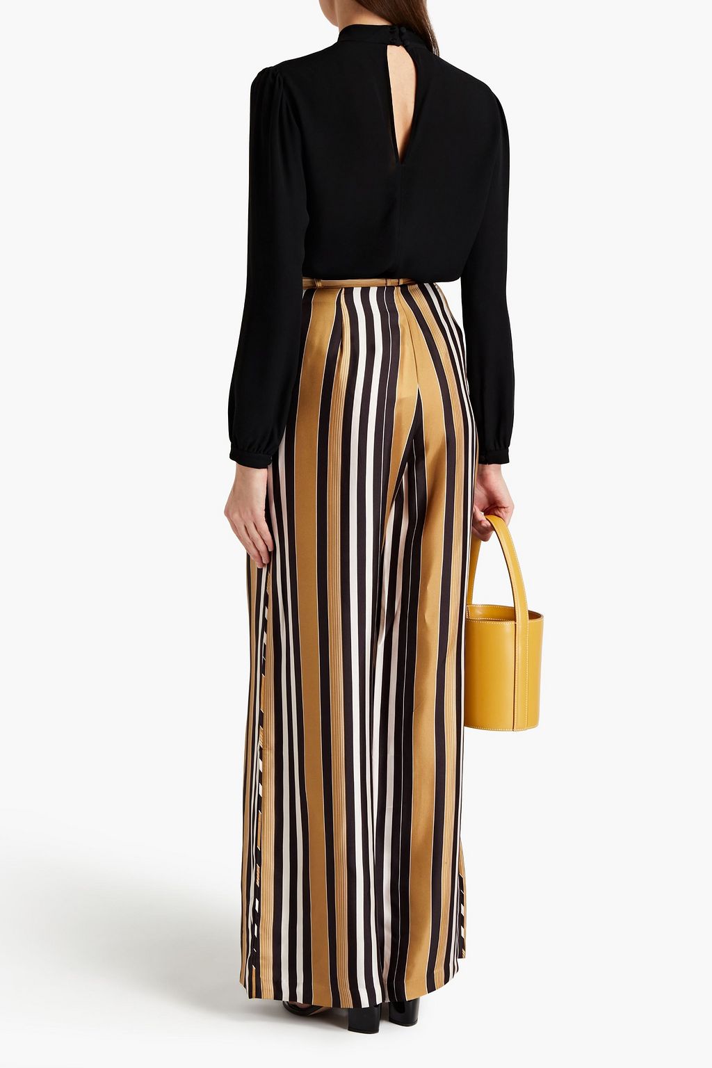 ZIMMERMANN Belted striped satin-twill wide-leg pants