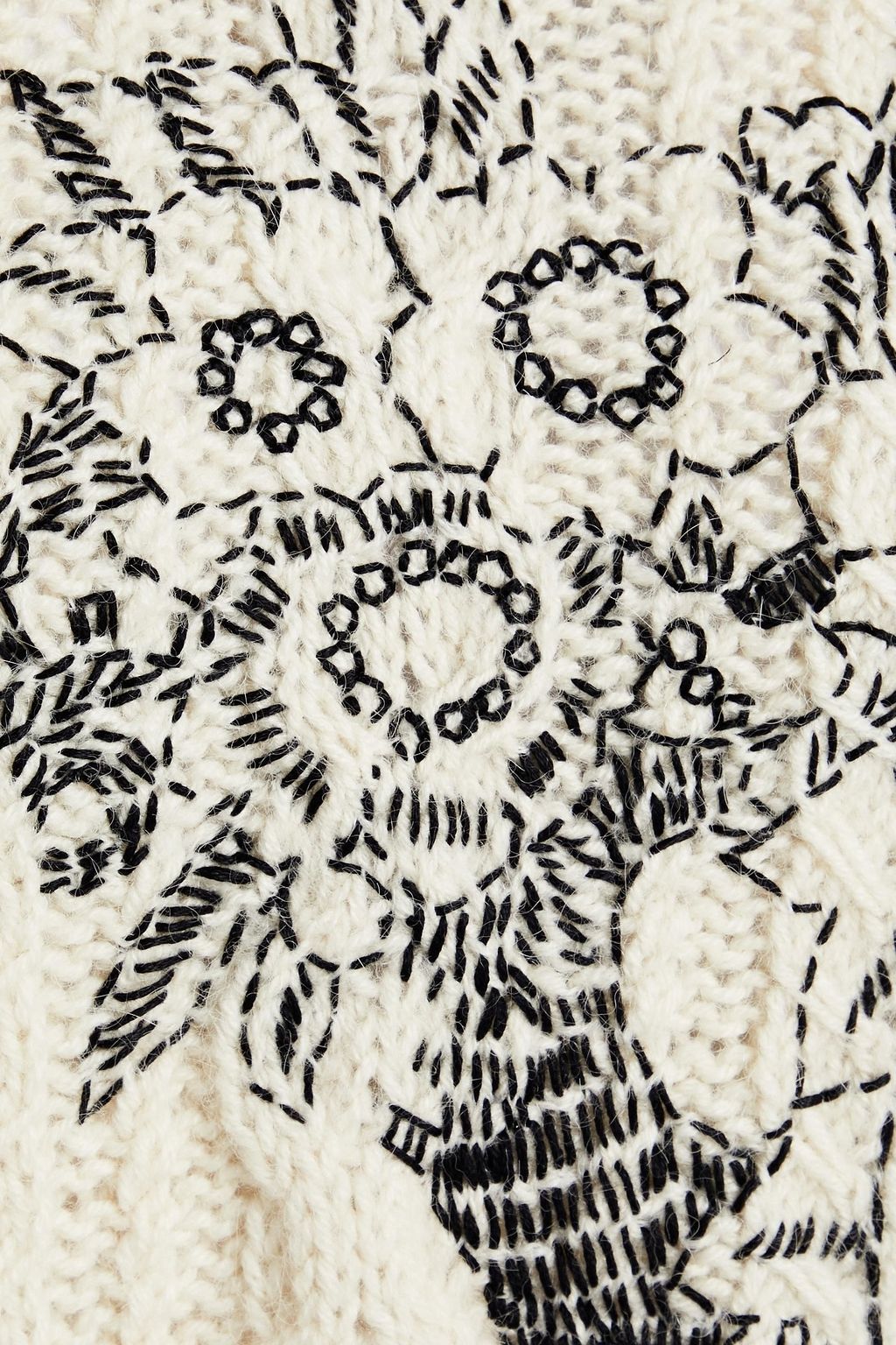VALENTINO GARAVANI Embroidered cable-knit wool and alpaca-blend sweater