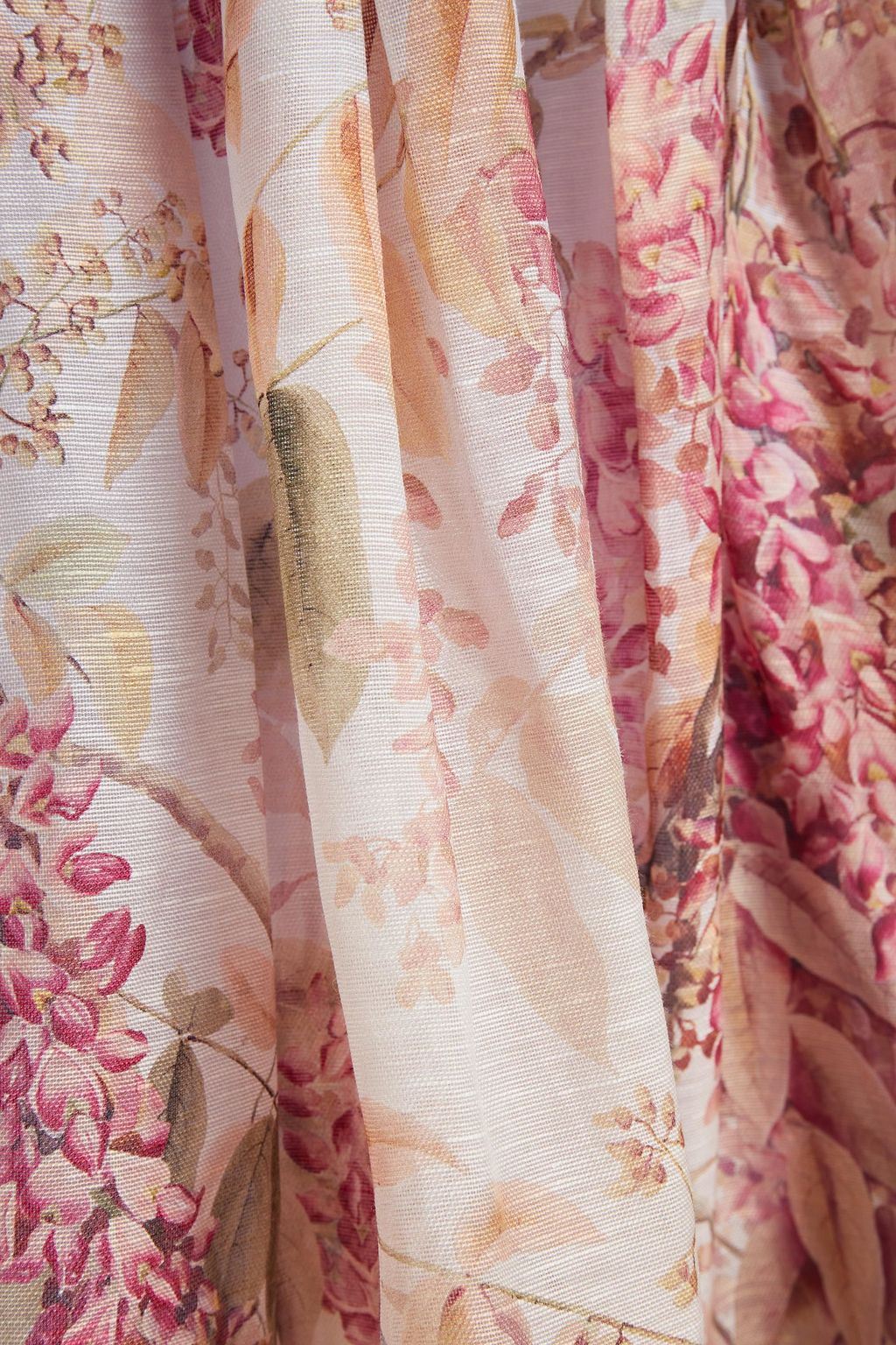 ZIMMERMANN Cutout gathered printed linen and silk-blend voile mini dress