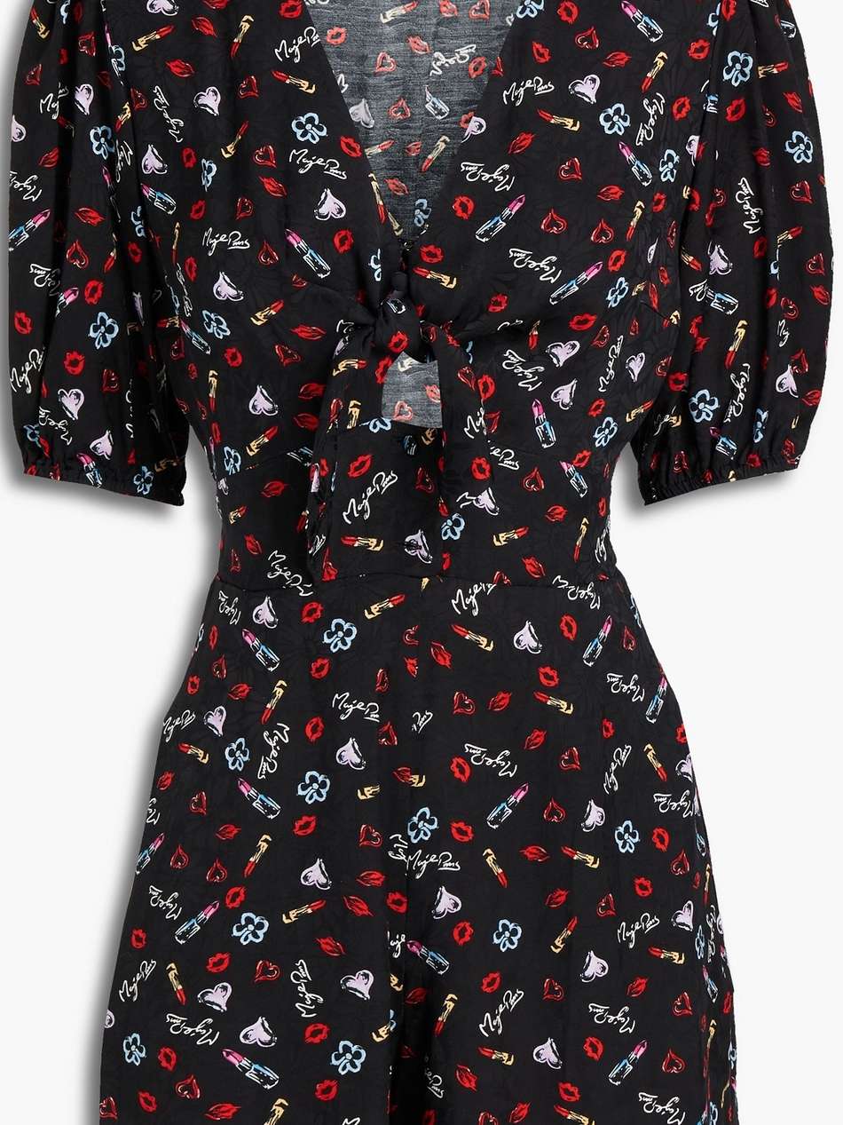 printed floral-jacquard playsuit