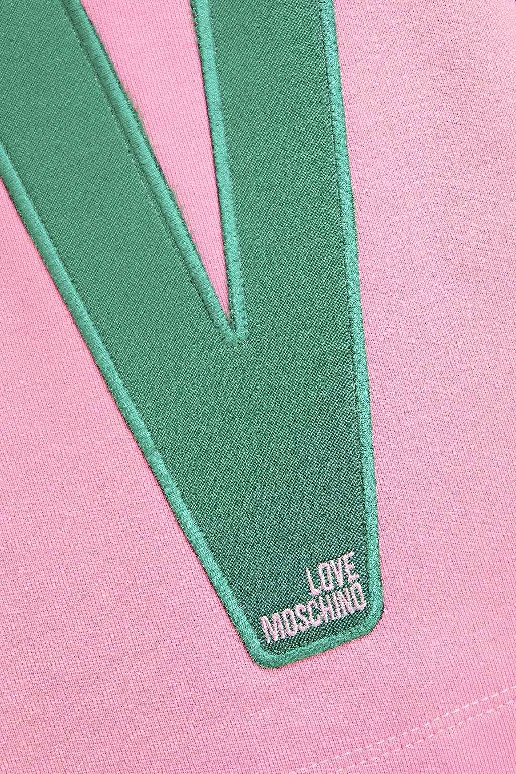 LOVE MOSCHINO Appliquéd French cotton-terry mini skirt