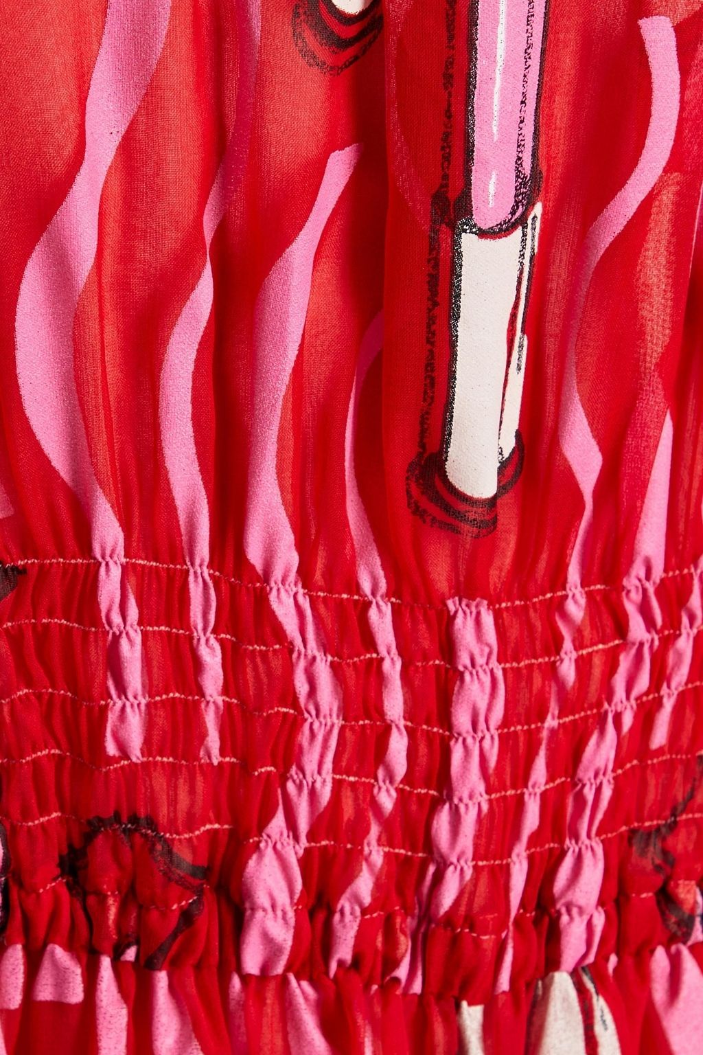 VALENTINO GARAVANI Shirred printed silk-chiffon midi dress