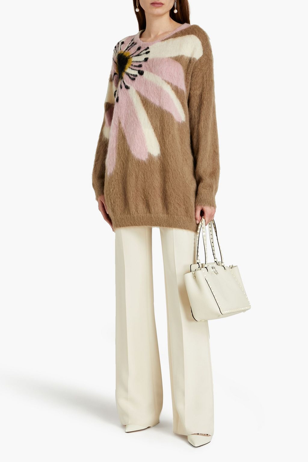 VALENTINO GARAVANI Embroidered intarsia mohair-blend sweater