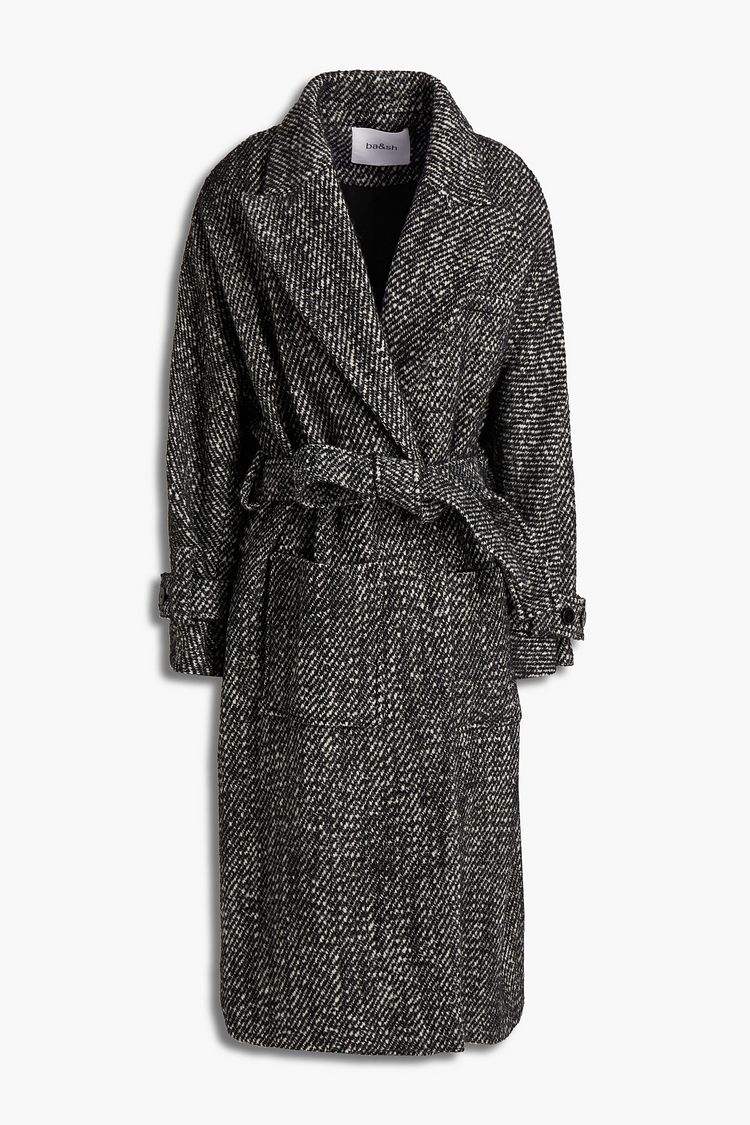 BA&SH Austin belted woolblend bouclétweed coat THE