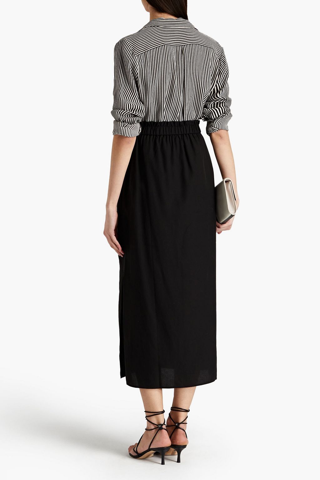 SAMSØE Φ SAMSØE Bansa ruffle-trimmed Lyocell and linen-blend midi skirt