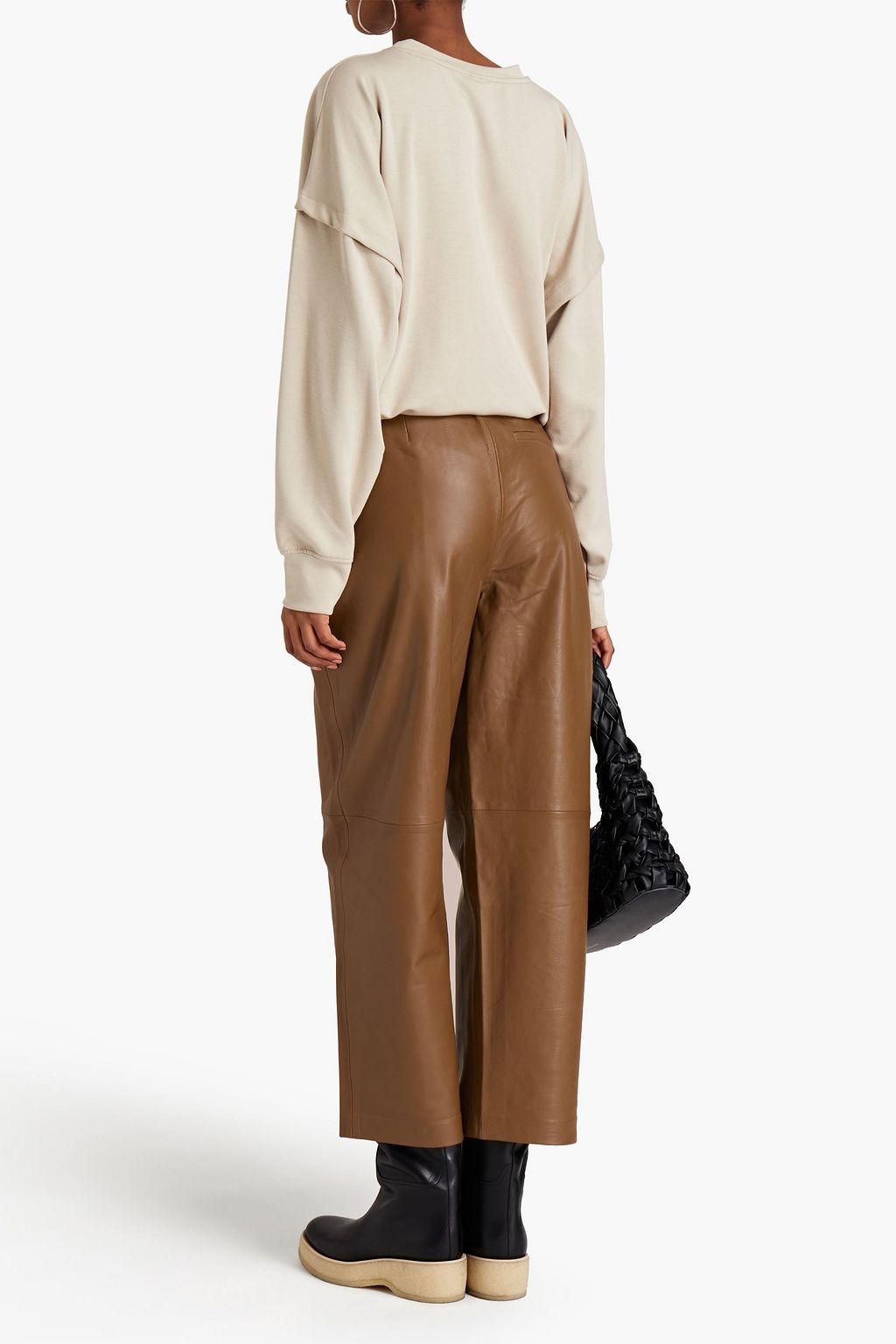 GESTUZ Aliah pleated leather wide-leg pants