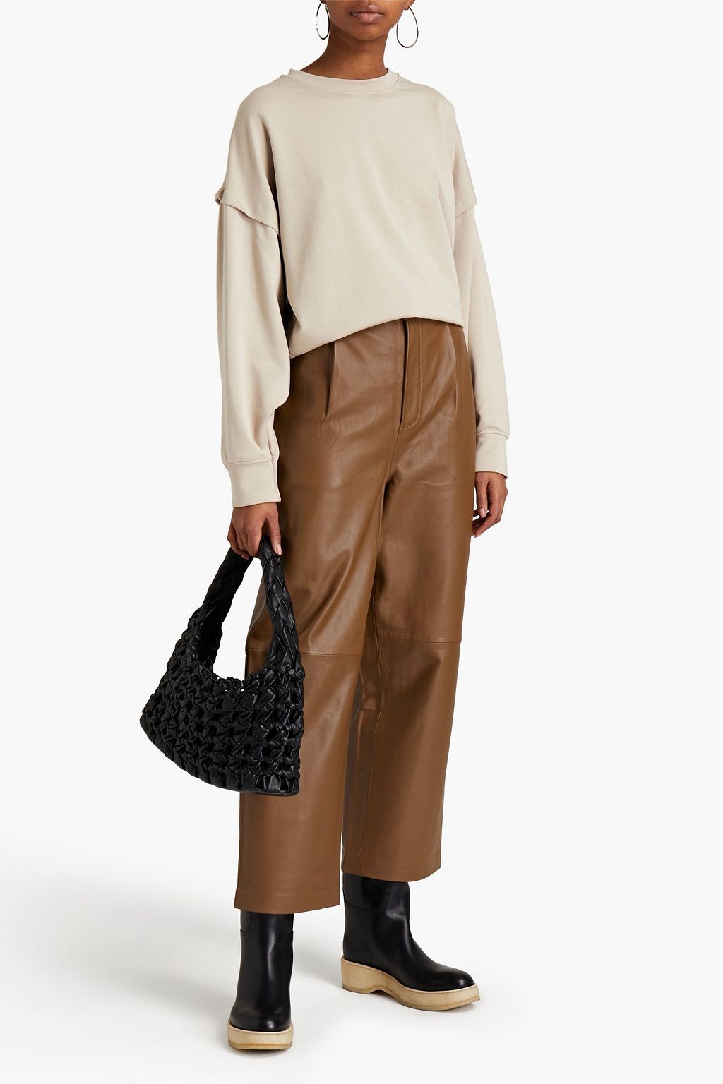 GESTUZ Aliah pleated leather wide-leg pants